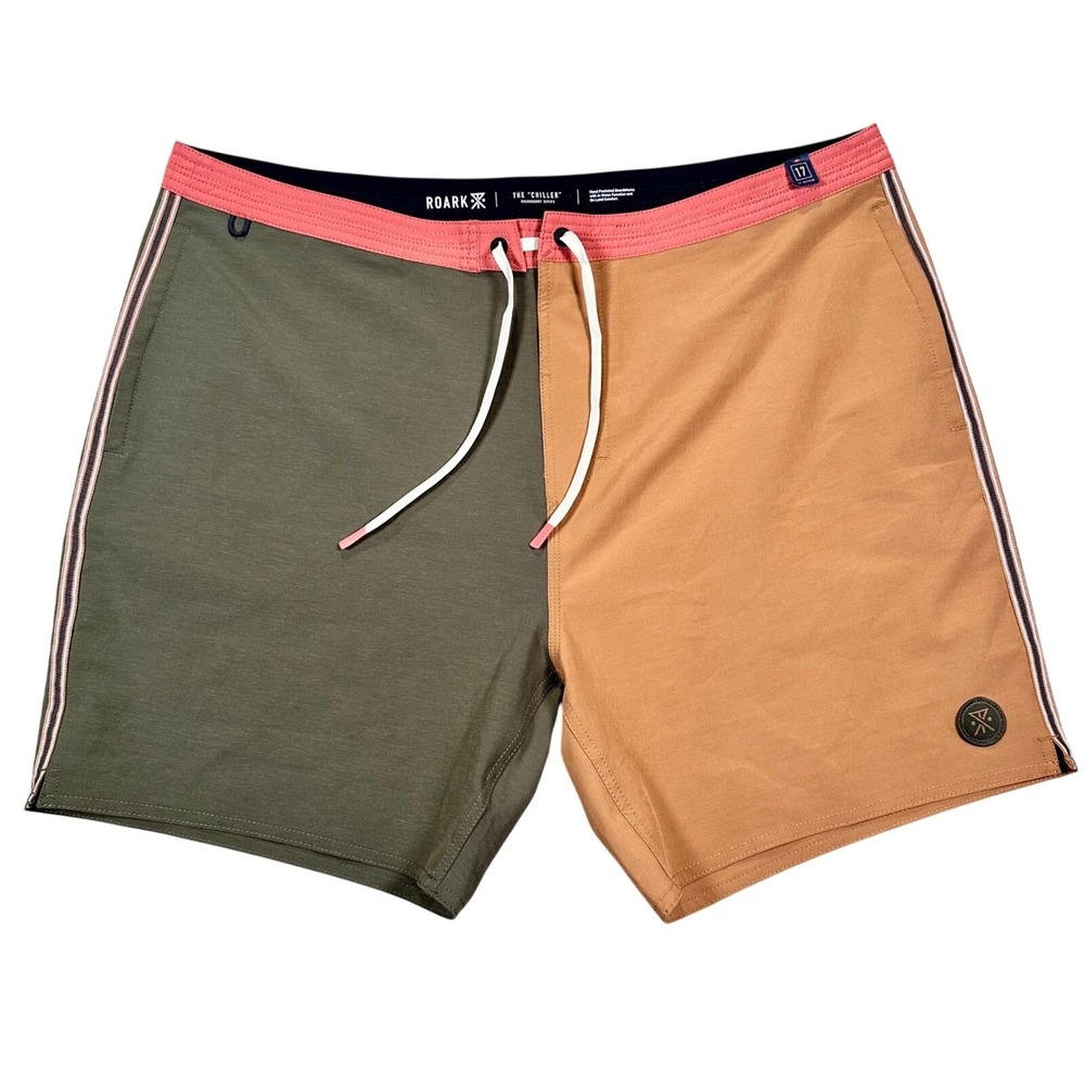 Roark Chiller Boardshorts Mens 38 Mixtape Colorblock 6.5" Swim Surf Hemp NWT